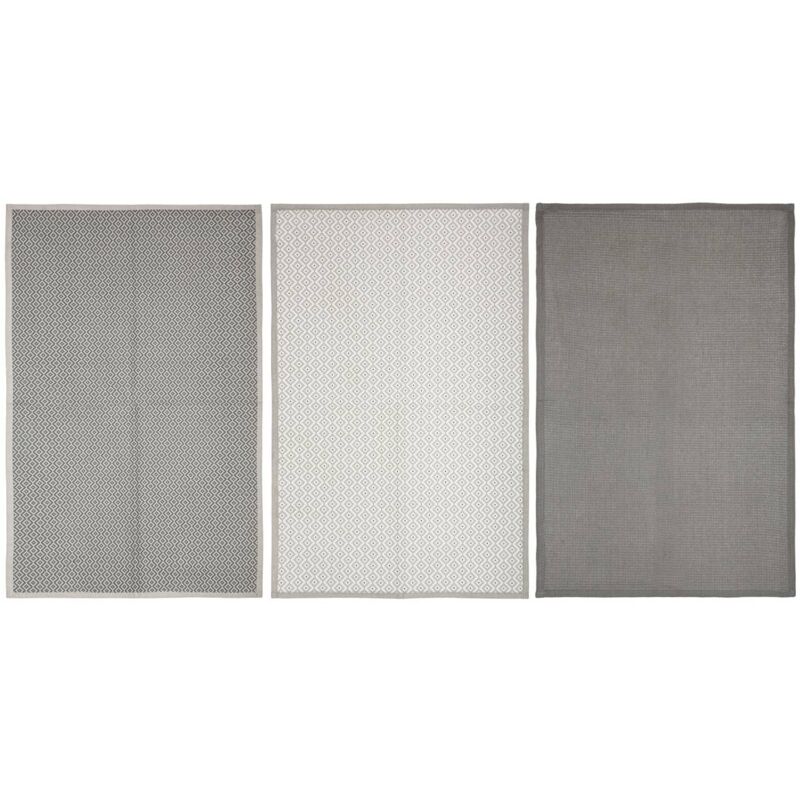 foto del prodotto set di 3 strofinacci in cotone grigio ardesia 45x70cm atmosphera cr ateur d int rieur