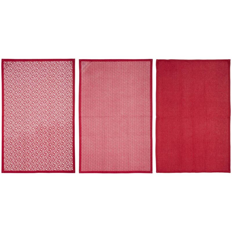 foto del prodotto set di 3 strofinacci in cotone rosso 45x70cm atmosphera cr ateur d int rieur