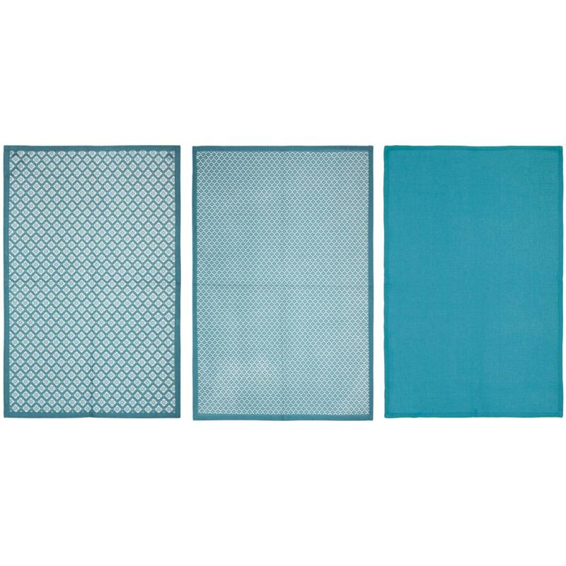 foto del prodotto set di 3 strofinacci tikal in cotone blu anatra 45x70cm atmosphera cr ateur d int rieur