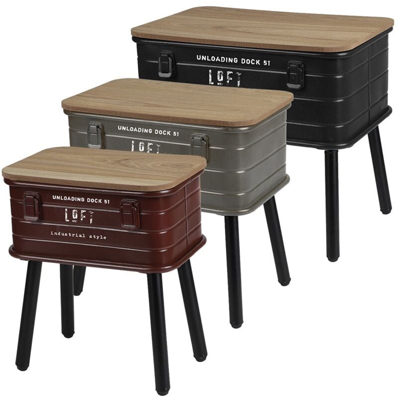 foto del prodotto set di 3 tavolini ausiliari metallici multicolori in stile industriale collezione area