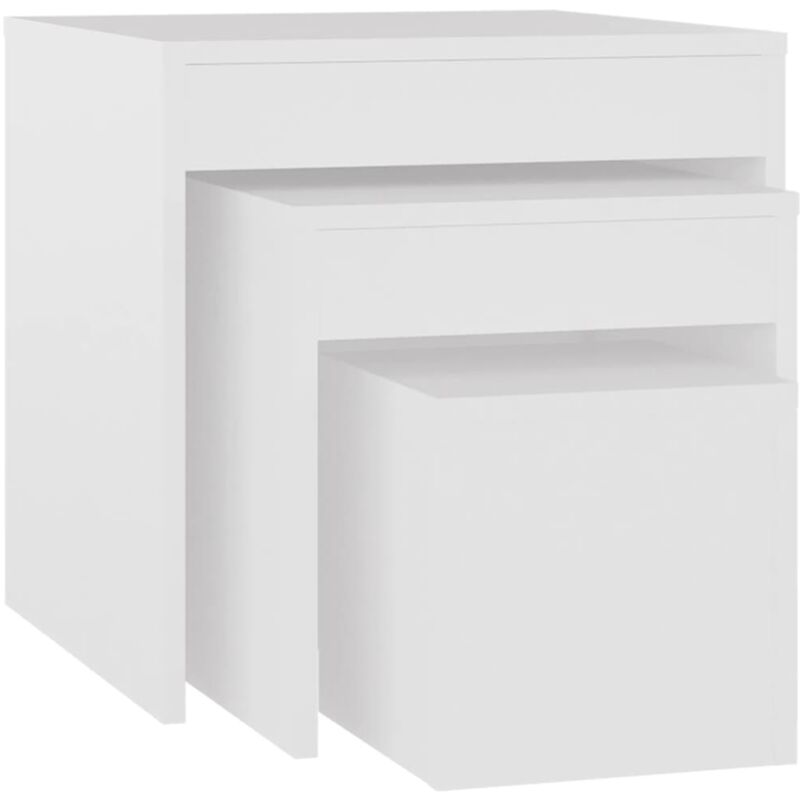 foto del prodotto set di 3 tavolini impilabili in truciolare bianco dec032695