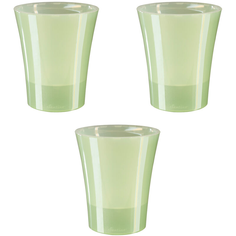 foto del prodotto set di 3 vasi per orchidee con riserva d acqua arte dea verde chiaro trasparente 2 litri