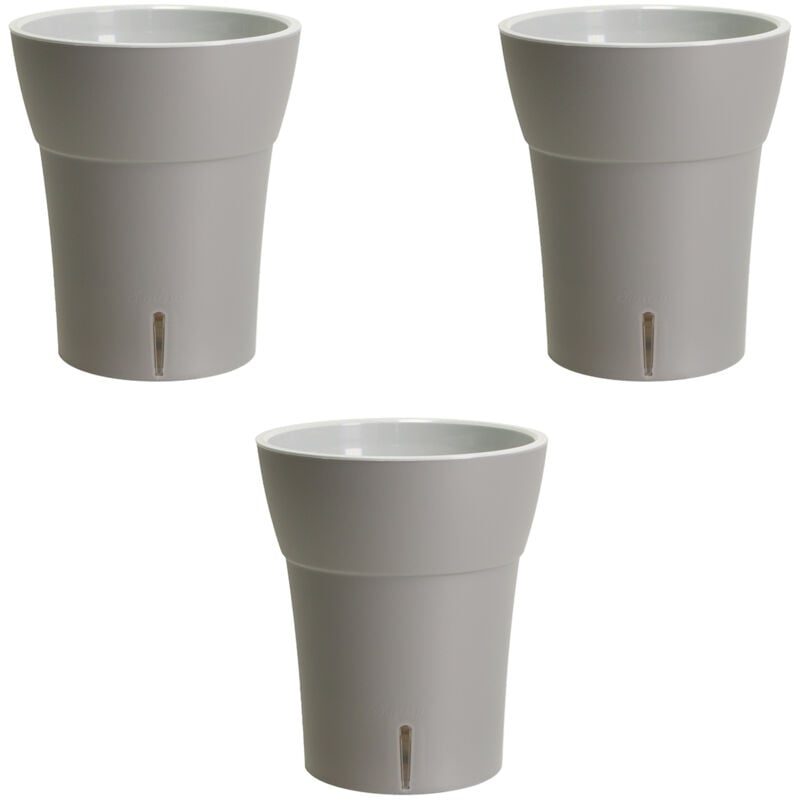 foto del prodotto set di 3 vasi per orchidee con riserva d acqua dali dea grigio chiaro 2 litri