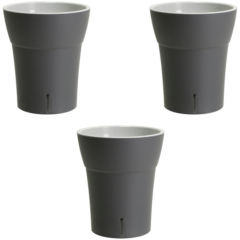foto del prodotto set di 3 vasi per orchidee con riserva d acqua dali dea grigio scuro 2 litri