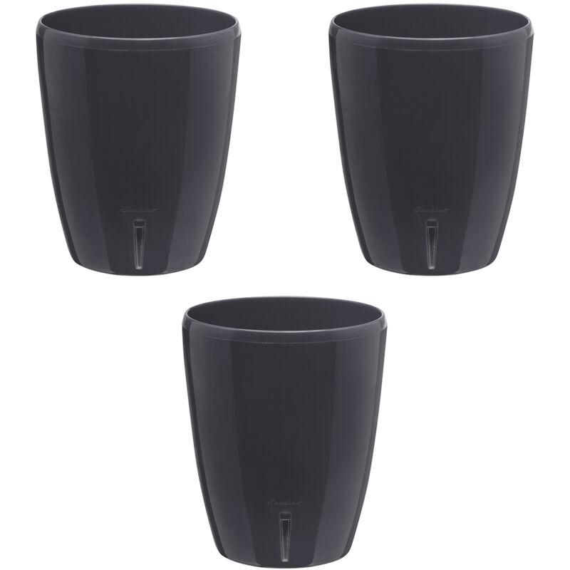foto del prodotto set di 3 vasi per orchidee con riserva d acqua orchidea antracite 2 litri