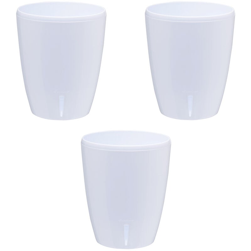 foto del prodotto set di 3 vasi per orchidee con riserva d acqua orchidea bianca 2 litri