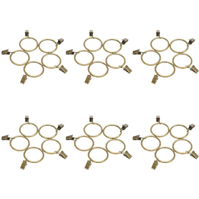 foto del prodotto set di 30 anelli per tende in bronzo, diametro interno 35 mm, con clip ganci per tende decorative in metallo resistente, set con rondelle per tende