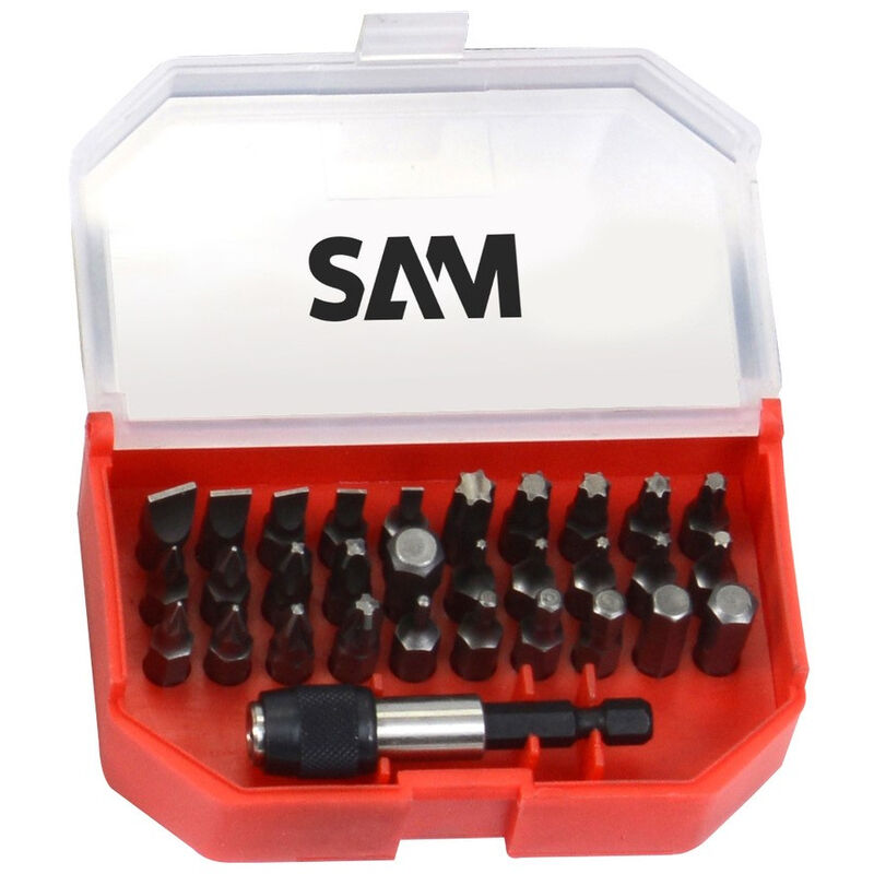 foto del prodotto set di 30 punte per cacciavite 1 4 1 portapunte sam outillage e900 j30b