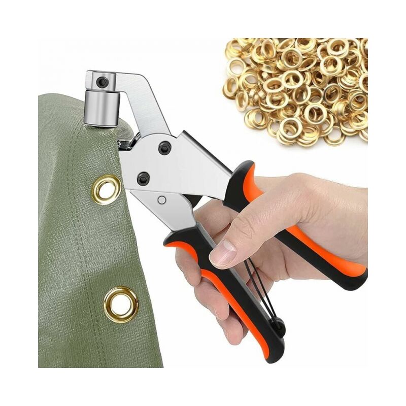 foto del prodotto set di 300 occhielli 10 mm pinza occhielli per teloni, pinza occhielli portatile per tessuti, teloni, pelle