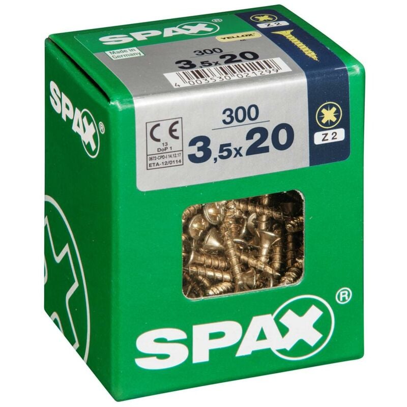 foto del prodotto set di 300 viti in acciaio a testa svasata pozidriv spax diam.3,5 mm x l.20 mm spax