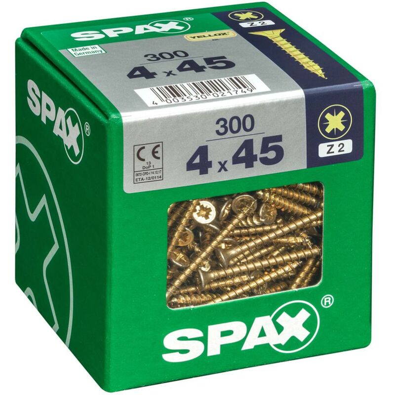 foto del prodotto set di 300 viti in acciaio a testa svasata pozidriv spax diam.4 mm x l.45 mm spax