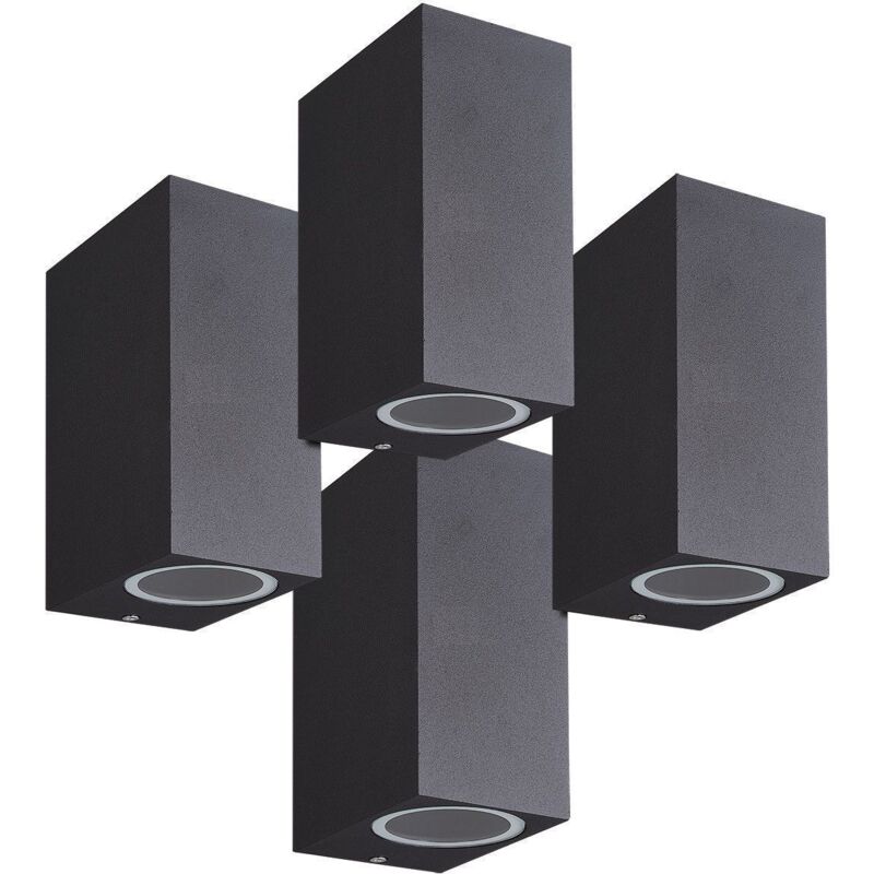 foto del prodotto set di 4 applique da esterno manathan nere biemissione rettangolare gu10 ip54