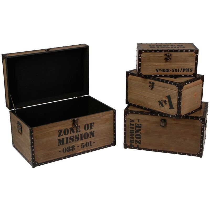 foto del prodotto set di 4 bauli in legno retro factory atmosphera cr ateur d int rieur