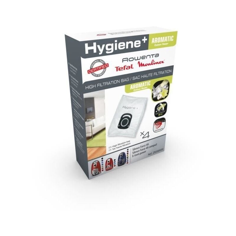 foto del prodotto set di 4 borse igiene anti odor per aspirapolvere rowenta zr200720