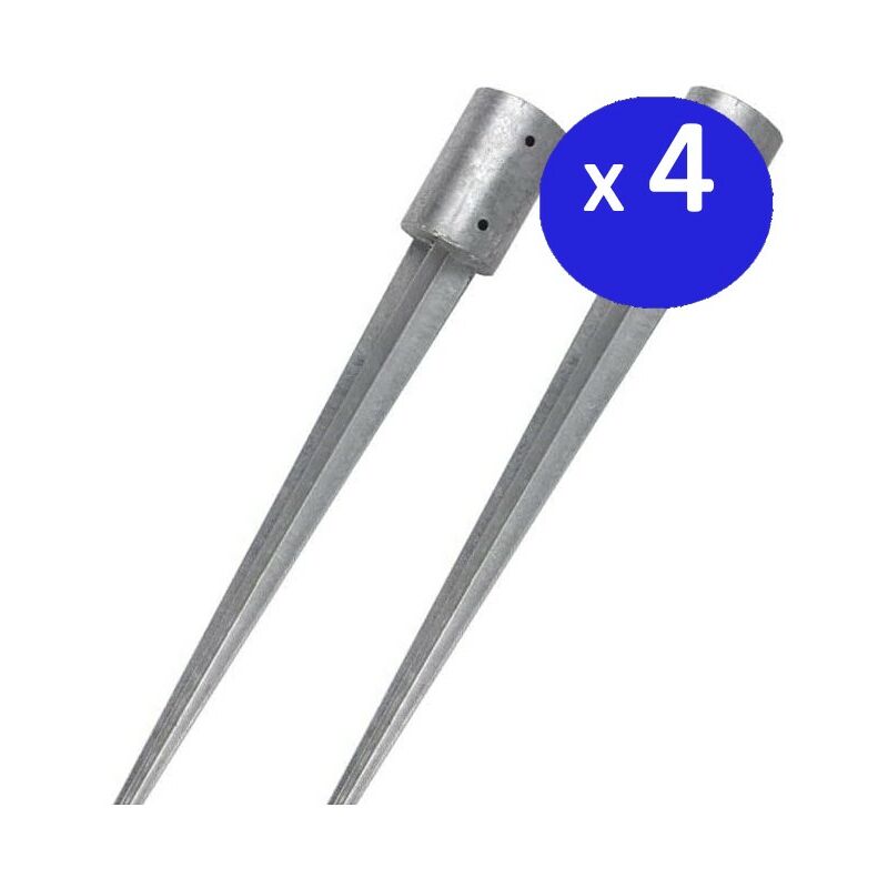 foto del prodotto set di 4 bussola di terra ripiegabile per montanti supporto per montante di manicotto ripiegabile zincato ø 10cm/90cm