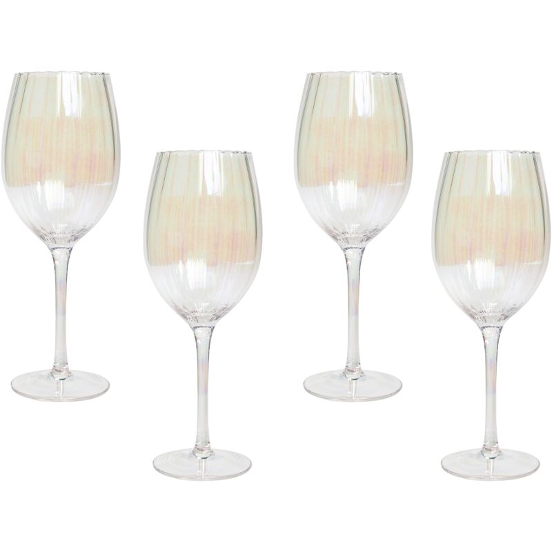 foto del prodotto set di 4 calici da vino rosso in vetro soffiato a mano con finitura iridescente 53 cl morganite