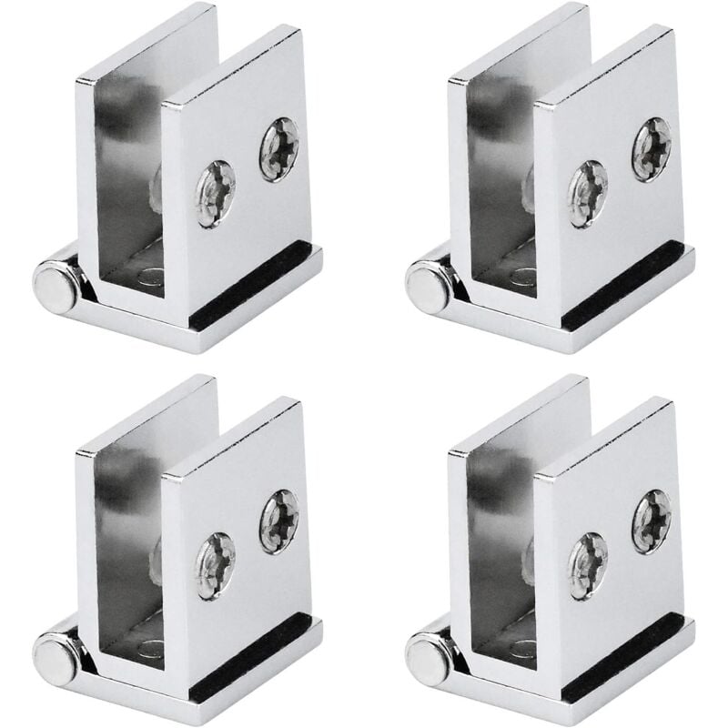 foto del prodotto set di 4 cerniere per porte in vetro, angolo di apertura 0 , cerniere per mobili da cucina, vetrine e box doccia, per vetri di spessore 5 mm.