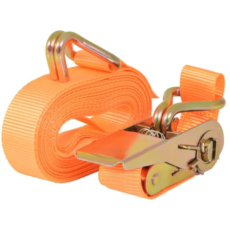 foto del prodotto set di 4 cinghie di ancoraggio a cricchetto 0,4 tonnellate 6 m x 25 mm arancione da trasporto