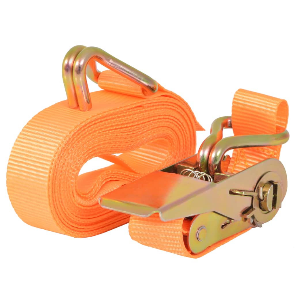 foto del prodotto set di 4 cinghie di ancoraggio a cricchetto 0,4 tonnellate 6 m x 25 mm arancione trasporto 02 0003541