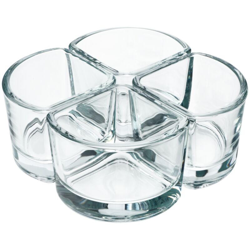 foto del prodotto set di 4 ciotole in vetro trasparente di alta qualit per frutta secca, gelato, salse, dessert e olive 4 x 120 ml, quarto di cerchio kadax