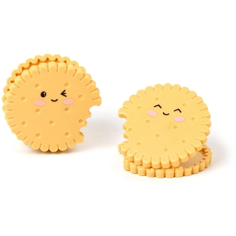 foto del prodotto set di 4 clip chiudi pacco, per chiudere le confezioni, 5x5 cm, tema cookie legami