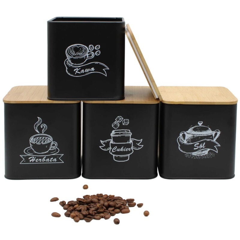 foto del prodotto set di 4 contenitori per caff , t , zucchero e sale brunbeste bb 4263 sottotitoli in pl 
