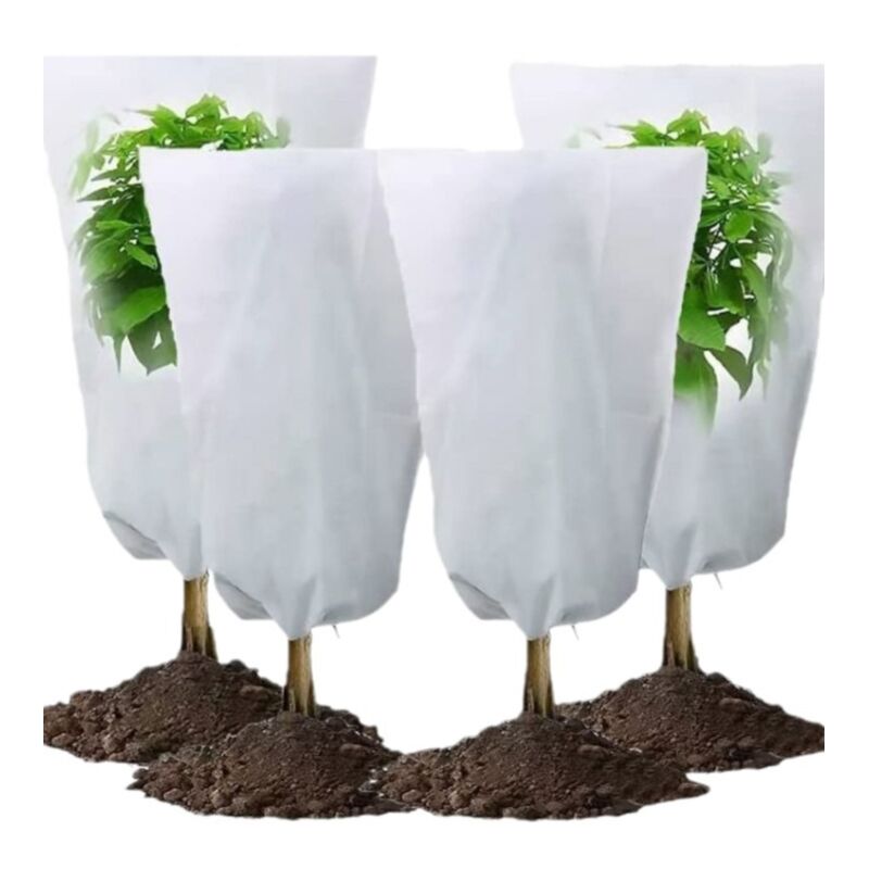 foto del prodotto set di 4 coperture invernali per piante con cordino in polipropilene da 70 g m , 80x100 cm, bianco