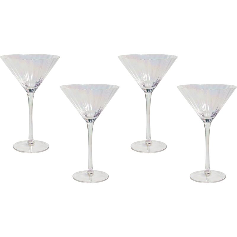 foto del prodotto set di 4 coppe martini in vetro trasparente soffiate a mano in da 22 cl con finitura iridescente morganite