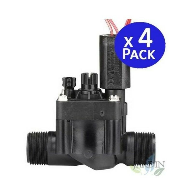 foto del prodotto set di 4 elettrovalvola irrigazione hunter pgv 101 mm 1 24v maschio con regolatore di portata
