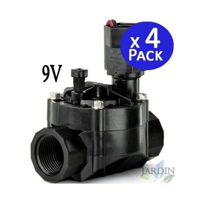 foto del prodotto set di 4 elettrovalvola per irrigazione rain bird 100hv 1'' 9v, per programmatori a batteria