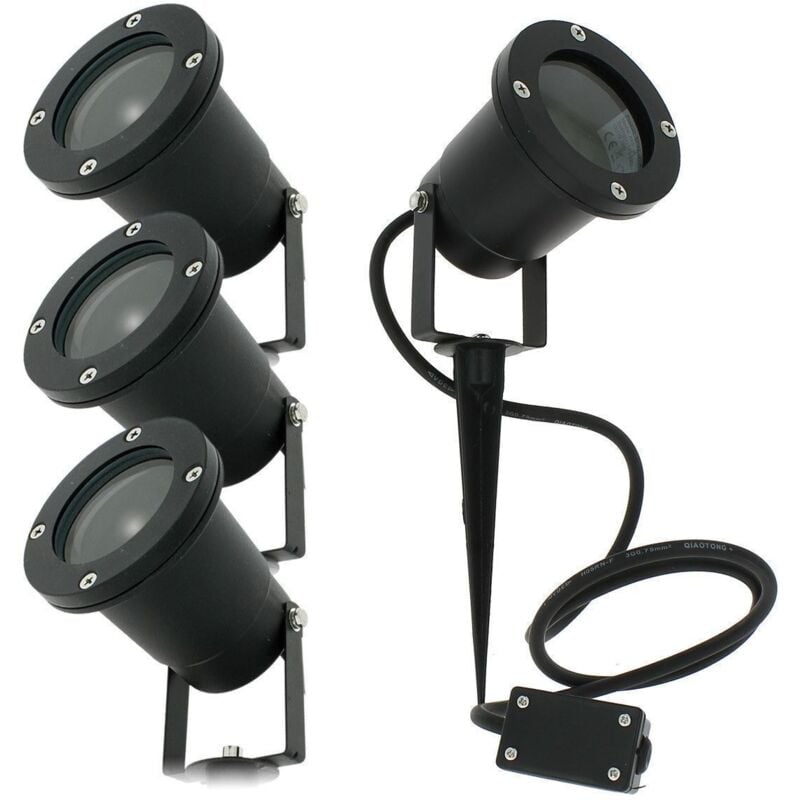 foto del prodotto set di 4 faretti a picchetto da esterno ip65 per illuminazione da giardino led gu10 gabin
