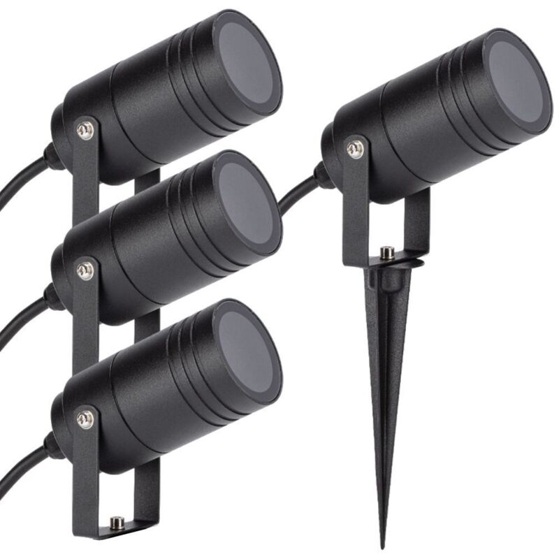 foto del prodotto set di 4 faretti a picchetto da esterno santiago gu10 illuminazione da giardino