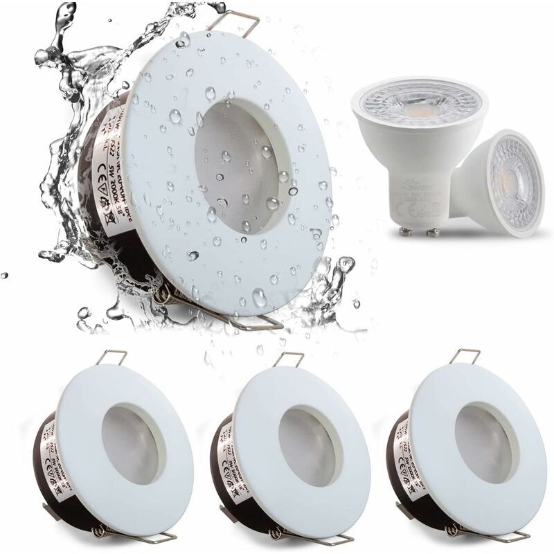 foto del prodotto set di 4 faretti da incasso a led impermeabili ip65, faretto da incasso bianco caldo 3000k da 5 w per bagno e cucina, illuminazione da incasso a