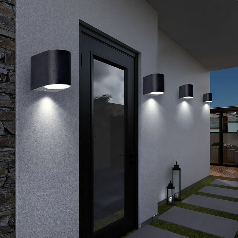 foto del prodotto set di 4 faretti da parete illuminazione porta di casa luci esterne lampade in alluminio nero cortile vialetto