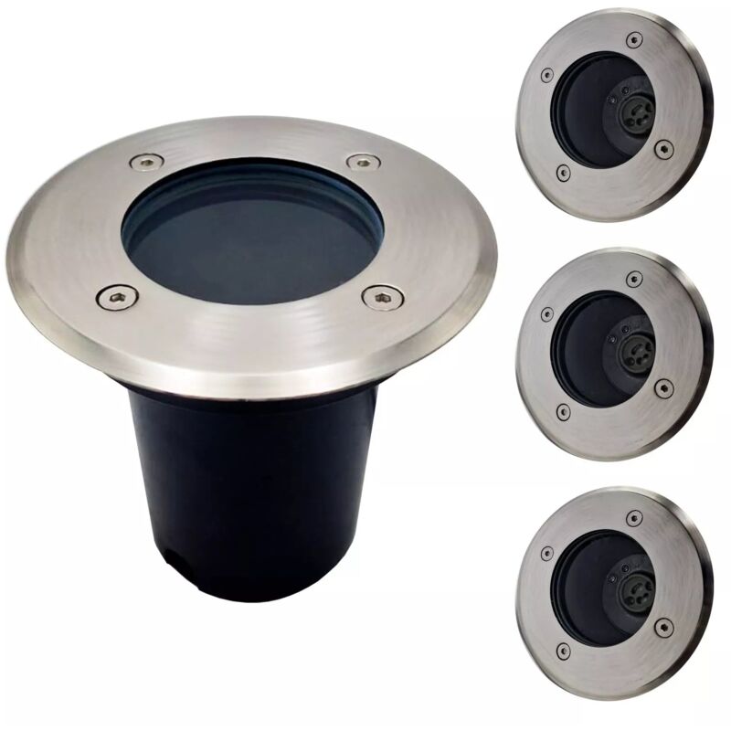 foto del prodotto set di 4 faretti led da incasso ip65 per esterni, luce fredda 6500k, ideali per giardini e terrazze, segnapassi resistenti all acqua e facili da