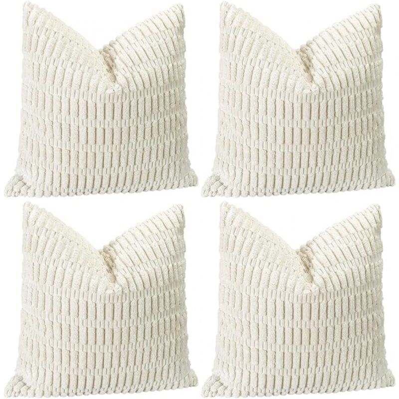 foto del prodotto set di 4 federe decorative in velluto a coste morbido 45,7 x 45,7 cm, federe quadrate a righe 45,7 x 45,7 cm per divano, camera da letto, patio,