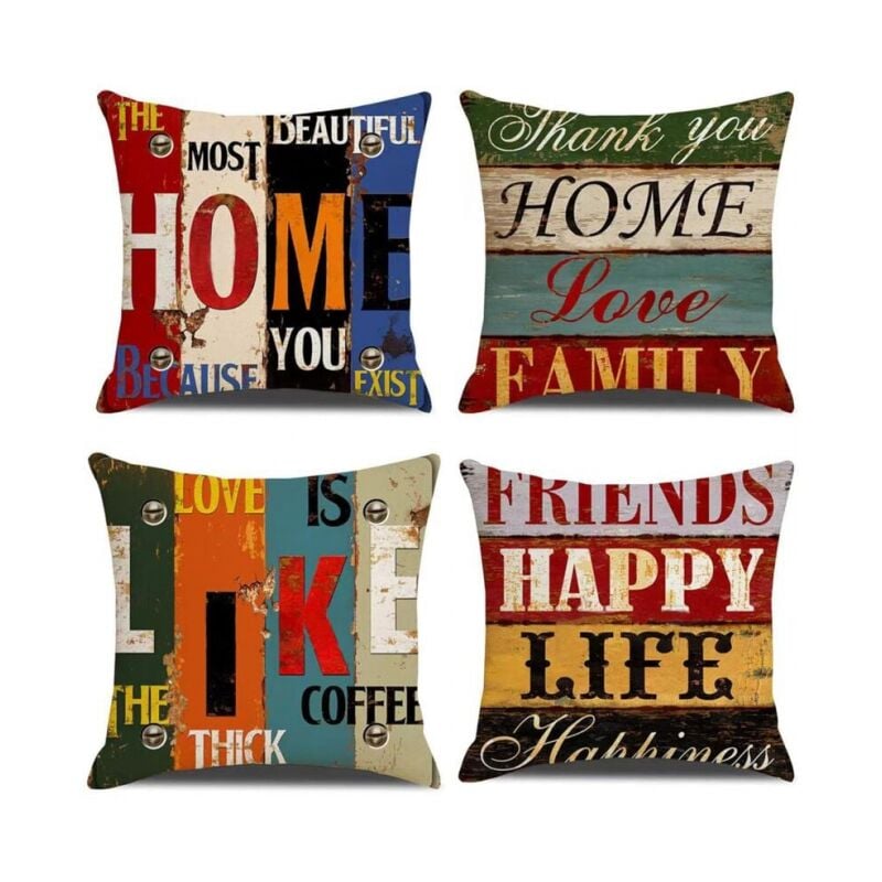 foto del prodotto set di 4 federe decorative per divano da 45 x 45 cm, per divano, decorazione per camera da letto, letto, giardino, divano, sedia