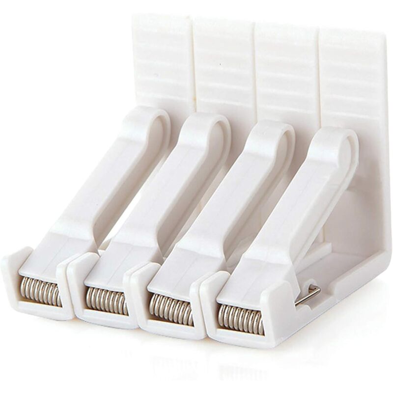 foto del prodotto set di 4 fermagli per tovaglie regolabili in plastica bianca 5,8 x 5,8 x 1,5 cm per giardino e picnic