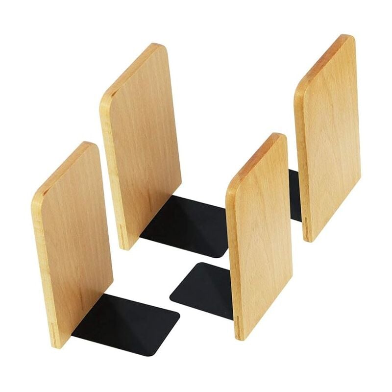 foto del prodotto set di 4 fermalibri in legno fermalibri angolari antiscivolo per casa ufficio biblioteca scolastica porta libri antiscivolo