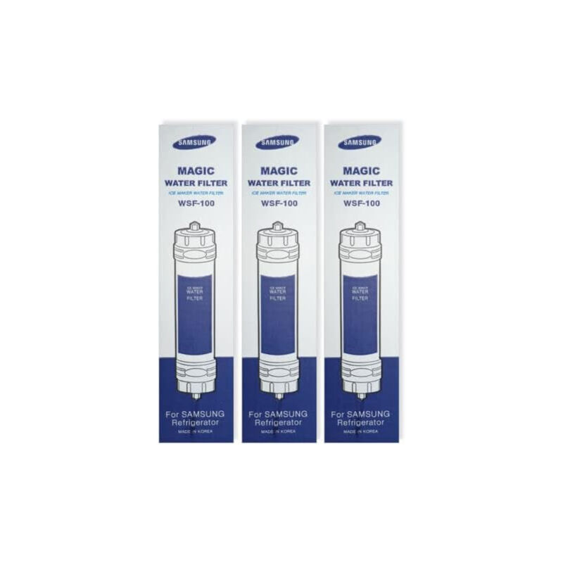 foto del prodotto set di 4 filtri d acqua wsf 100 originali per il frigorifero americano samsung