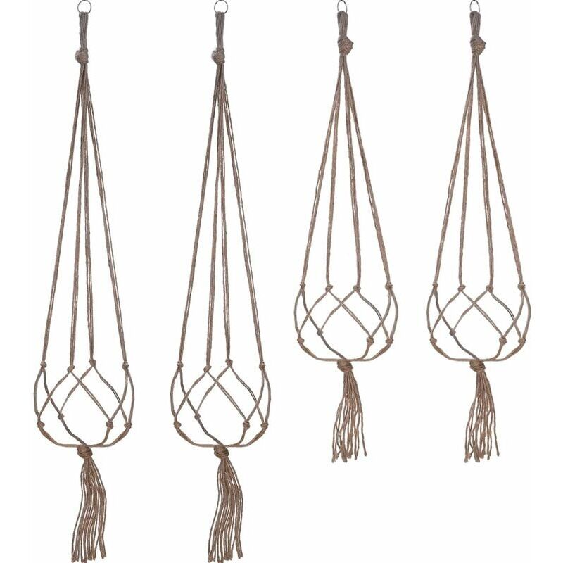 foto del prodotto set di 4 fioriere sospese con anello, per uso esterno e interno 2 da 105 cm e 2 da 88 cm 