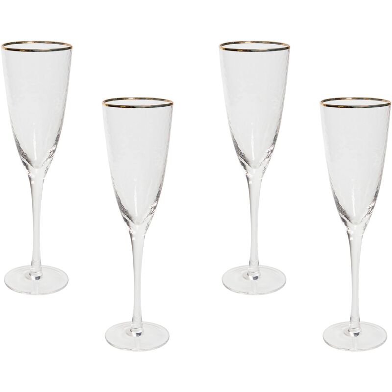 foto del prodotto set di 4 flute da champagne soffiati a mano con bordo in oro 25 cl topazio
