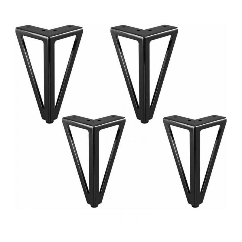 foto del prodotto set di 4 gambe di ricambio per mobili, lunghe 15 cm, in metallo nero. adatte per armadi, credenze, divani e altri mobili.