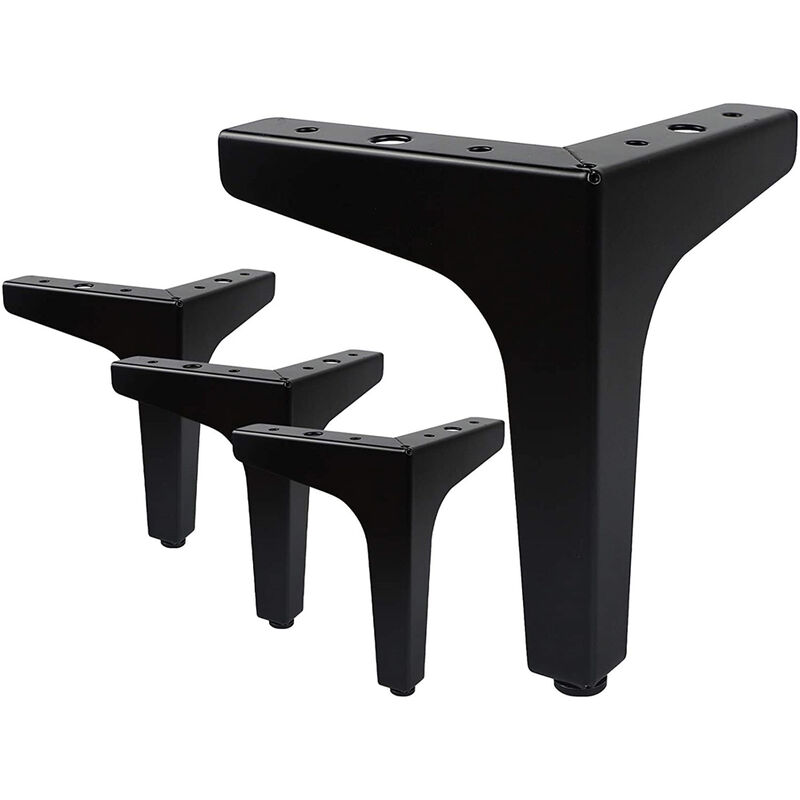 foto del prodotto set di 4 gambe per letto triangolari in metallo 10cm piedini per divani mobili diy con viti nero