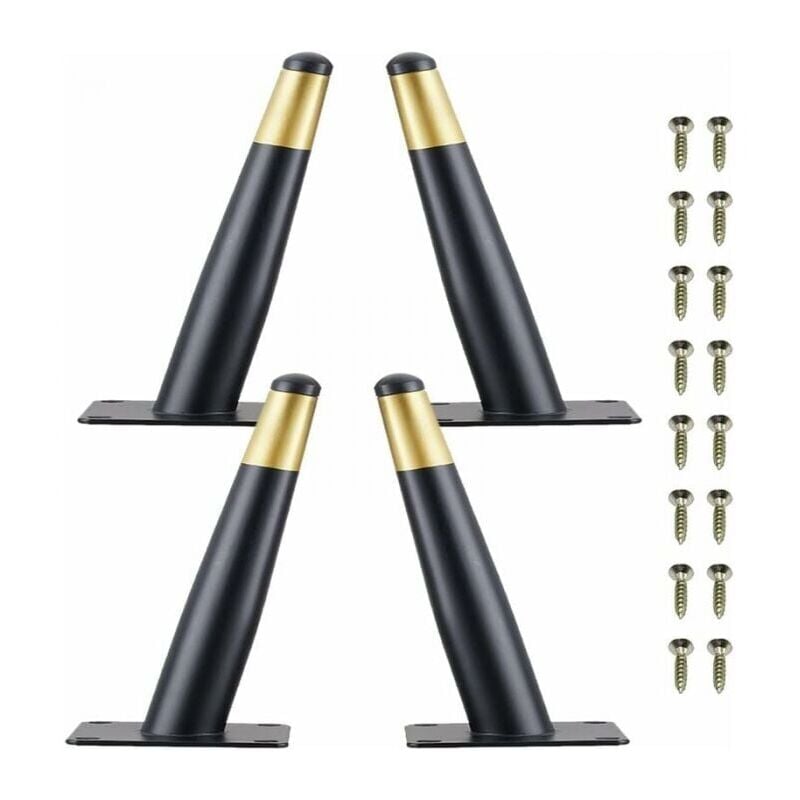 foto del prodotto set di 4 gambe per mobili da 10 cm, gambe per sedie da tavolo in metallo con base antiscivolo silenziosa, nero oro ymyny