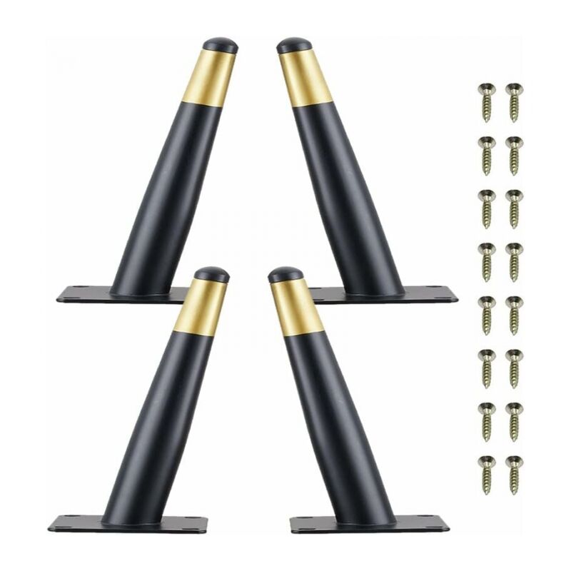 foto del prodotto set di 4 gambe per mobili da 12 cm, gambe per sedie da tavolo in metallo con base antiscivolo silenziosa, nero oro