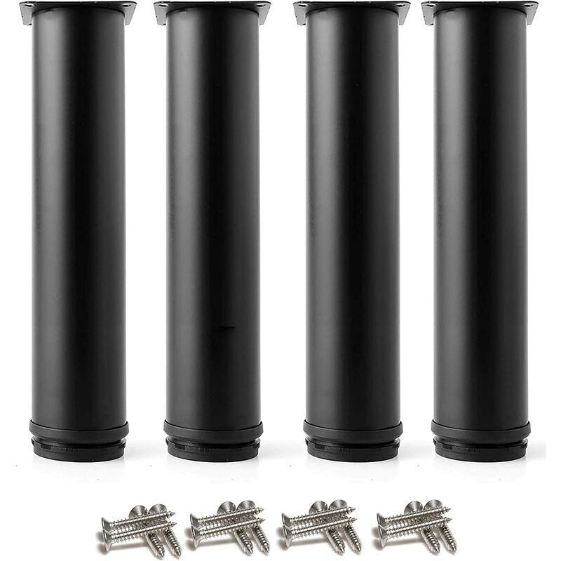 foto del prodotto set di 4 gambe per mobili, gambe per mobili, regolabili in altezza 200 mm, nere, gambe per mobili, altezza regolabile in acciaio inossidabile 0 15