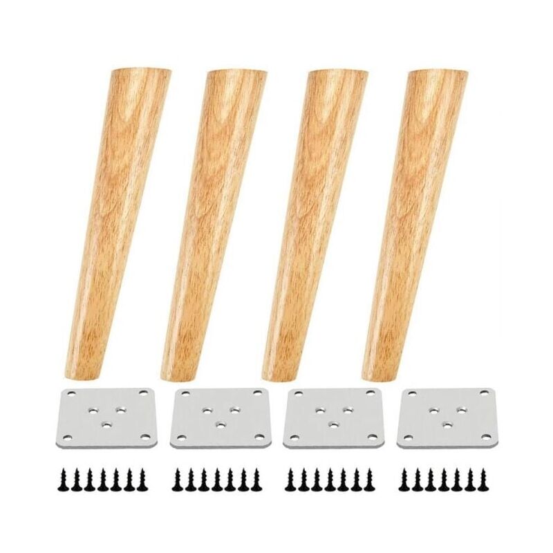 foto del prodotto set di 4 gambe per mobili in legno da 30 cm, gambe per tavolo angolate con piastre di montaggio e viti ymyny
