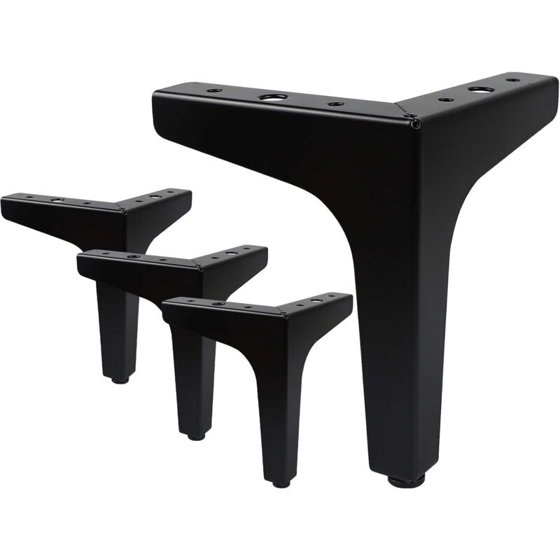 foto del prodotto set di 4 gambe per mobili in metallo, carico fino a 600 kg, forma triangolare, nero