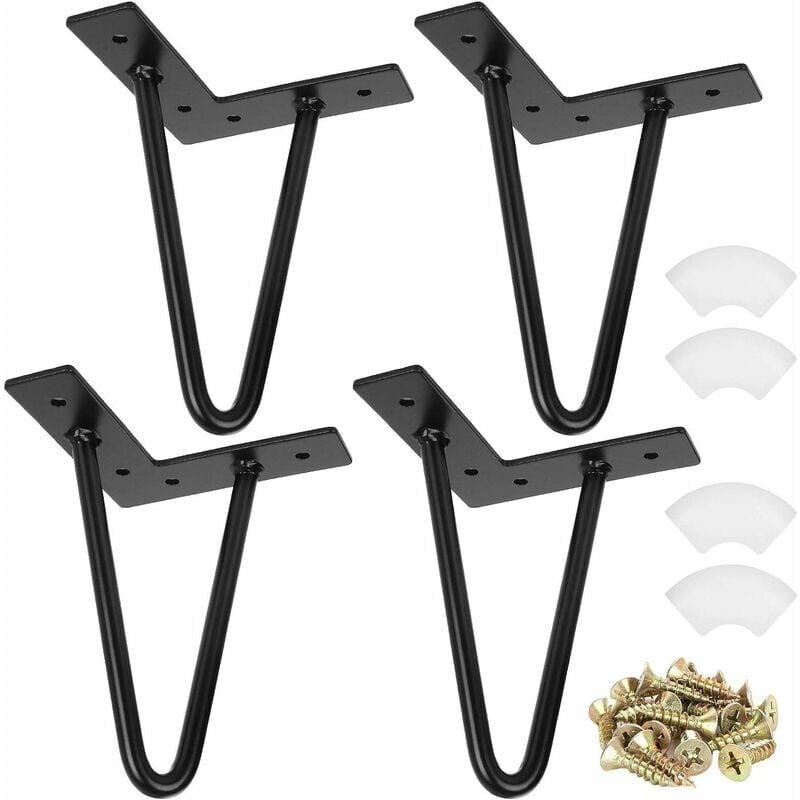 foto del prodotto set di 4 gambe per tavolini da caff industriali, gamba a forcina 15 cm 6 pollici, gambe a forcina supporto per tavolo in ferro battuto, gamba per